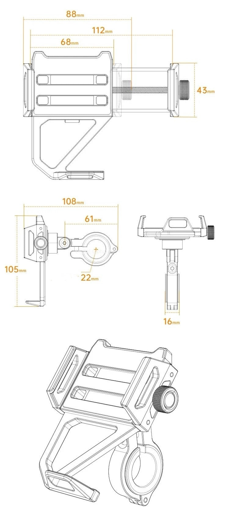 Metal Bicycle and Motorcycle Phone Holder