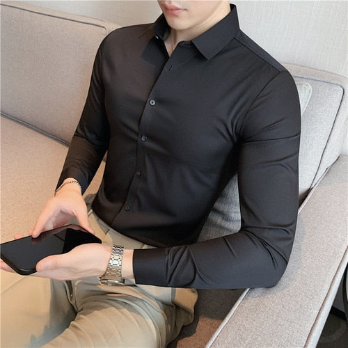 High Elasticity Seamless Long Sleeve Luxury Shirt