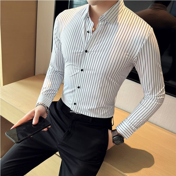 High Elasticity Seamless Long Sleeve Luxury Shirt