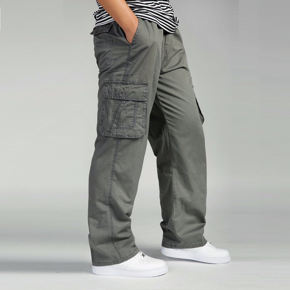 Multi Pocket Long Baggy Straight Cargo Pants