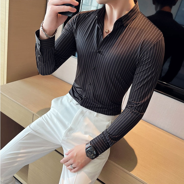 High Elasticity Seamless Long Sleeve Luxury Shirt