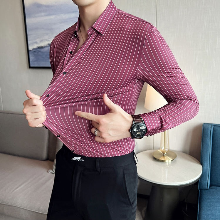 High Elasticity Seamless Long Sleeve Luxury Shirt