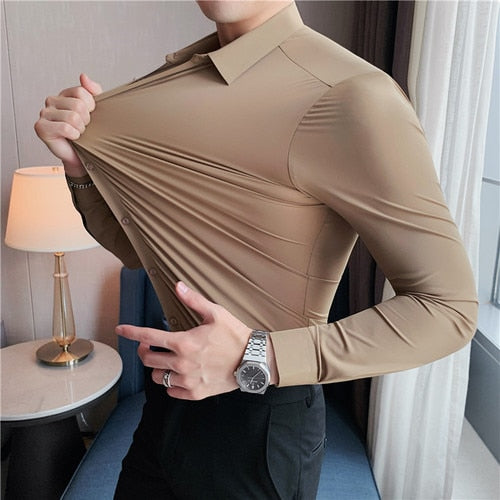 High Elasticity Seamless Long Sleeve Luxury Shirt