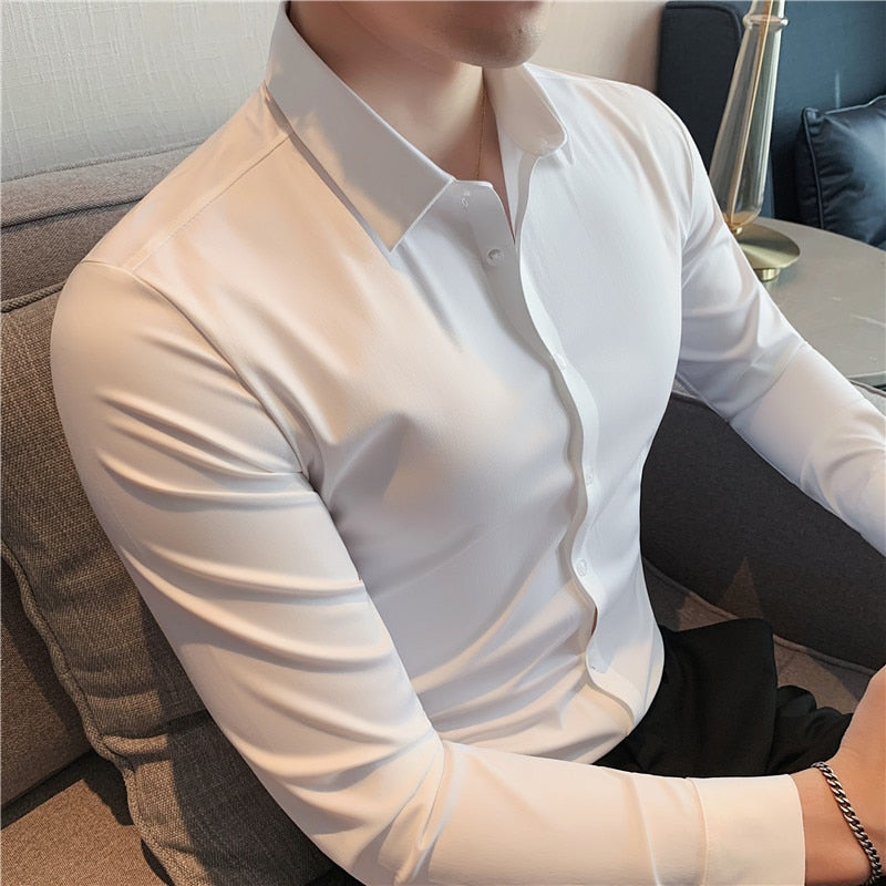 High Elasticity Seamless Long Sleeve Luxury Shirt