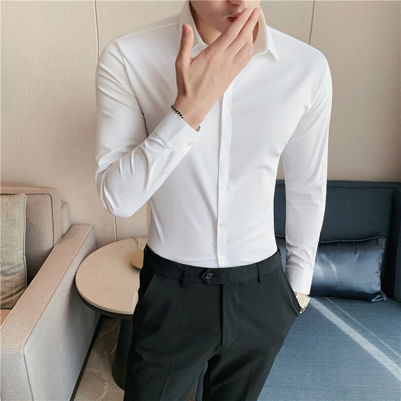 High Elasticity Seamless Long Sleeve Luxury Shirt