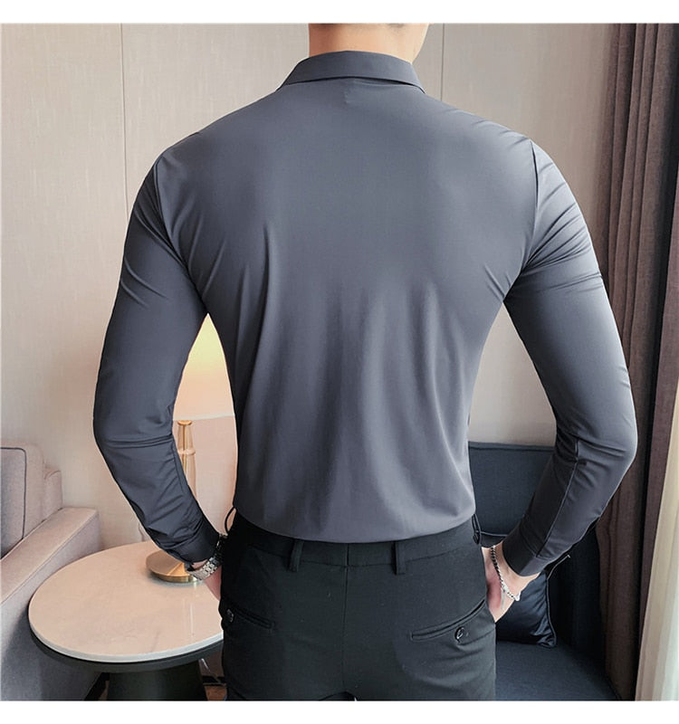 High Elasticity Seamless Long Sleeve Luxury Shirt