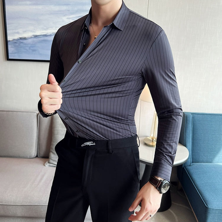 High Elasticity Seamless Long Sleeve Luxury Shirt