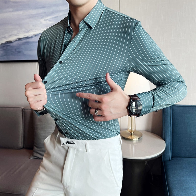 High Elasticity Seamless Long Sleeve Luxury Shirt