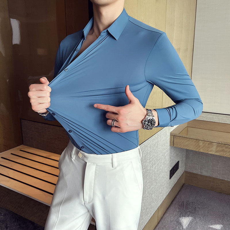 High Elasticity Seamless Long Sleeve Luxury Shirt