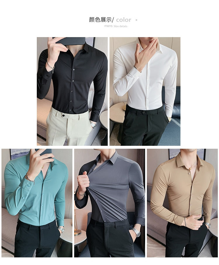 High Elasticity Seamless Long Sleeve Luxury Shirt