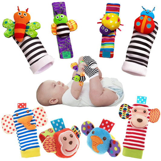 4PCS/SET Baby Socks and Wrist Rattle