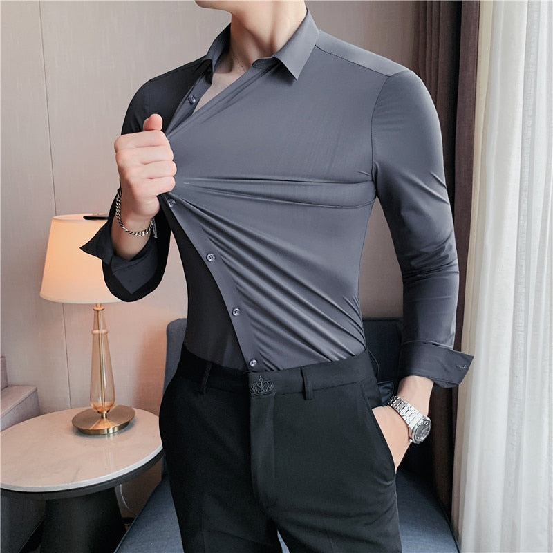 High Elasticity Seamless Long Sleeve Luxury Shirt