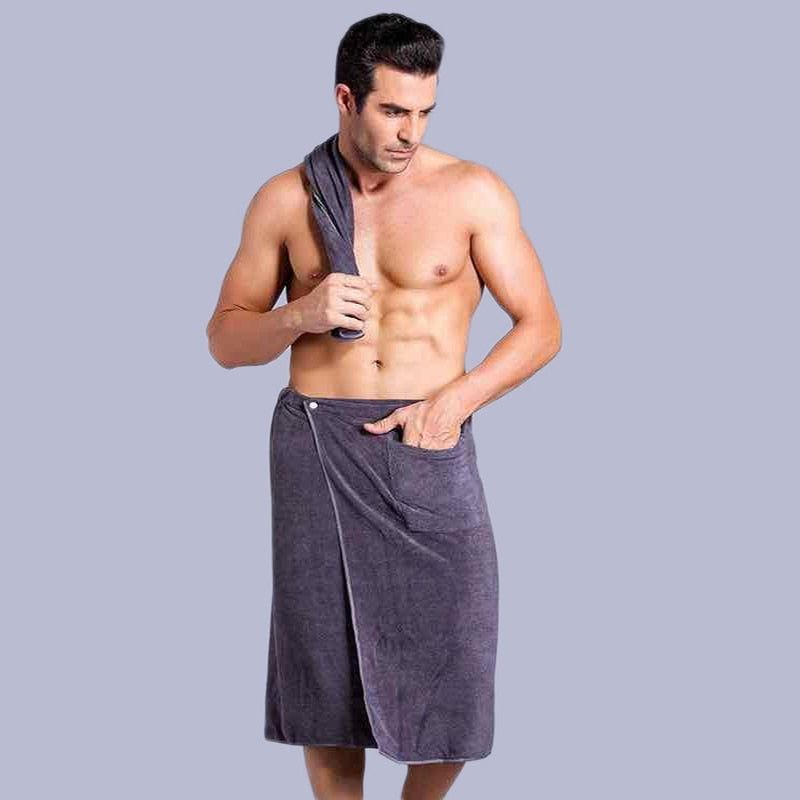 Soft Man Wearable Bath Towel With Pocket