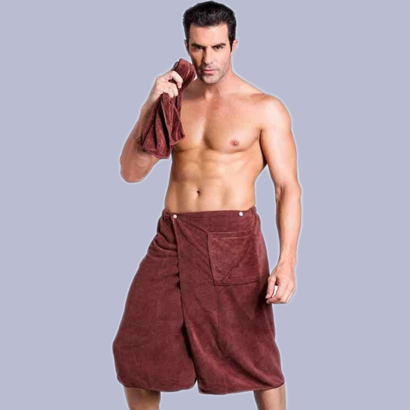 Soft Man Wearable Bath Towel With Pocket