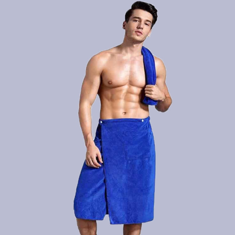 Soft Man Wearable Bath Towel With Pocket