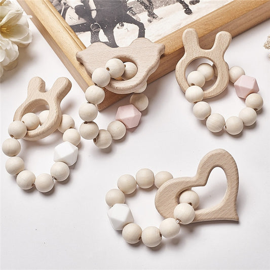 Baby Silicone Nursing Bracelets Wood Teether