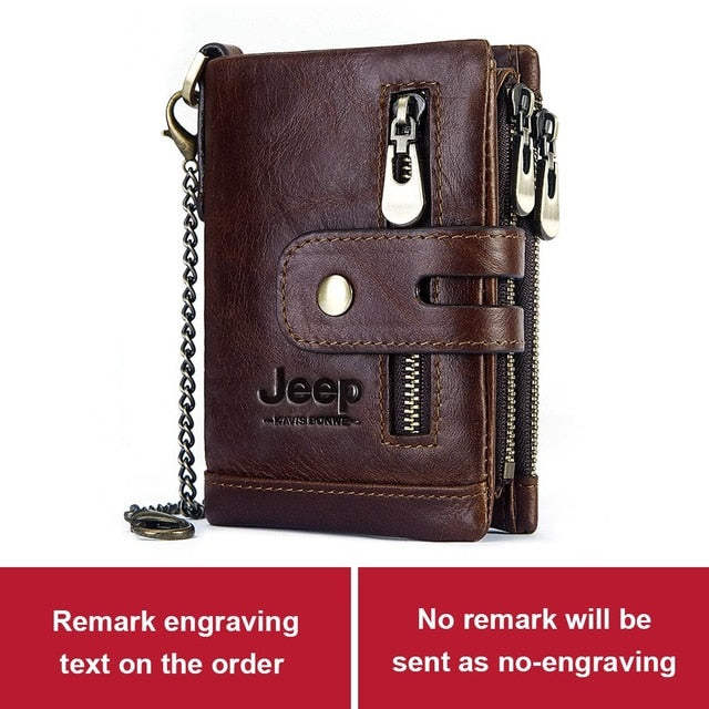 Free Engraving 100% Genuine Leather Men's Wallet