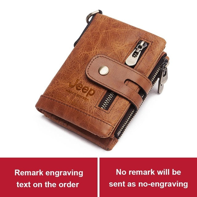 Free Engraving 100% Genuine Leather Men's Wallet