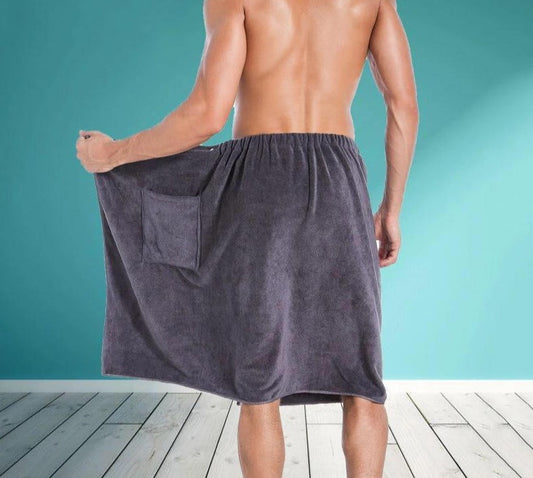 Soft Man Wearable Bath Towel With Pocket