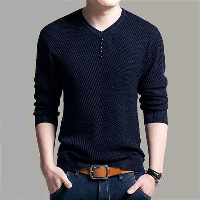 Casual V-Neck Men's Pullover