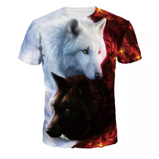 3D Wolf Printed T Shirts