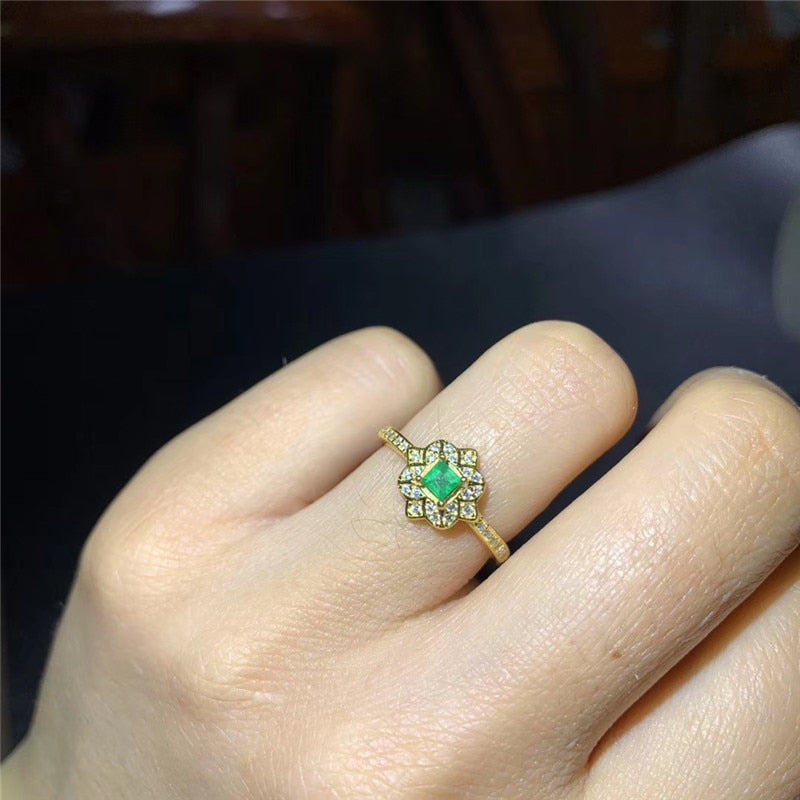 Colombia Emerald ring 925 sterling silver