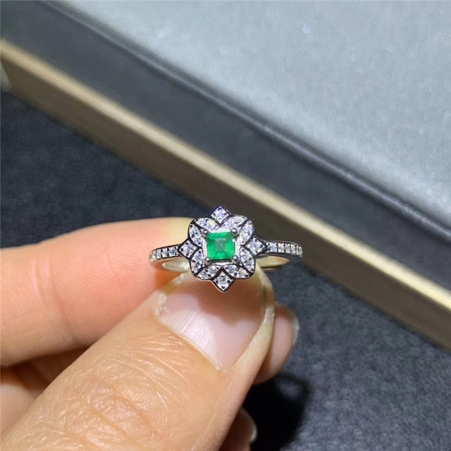 Colombia Emerald ring 925 sterling silver