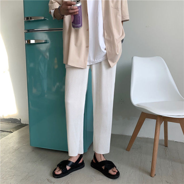 Men's Pleated Straight Pants